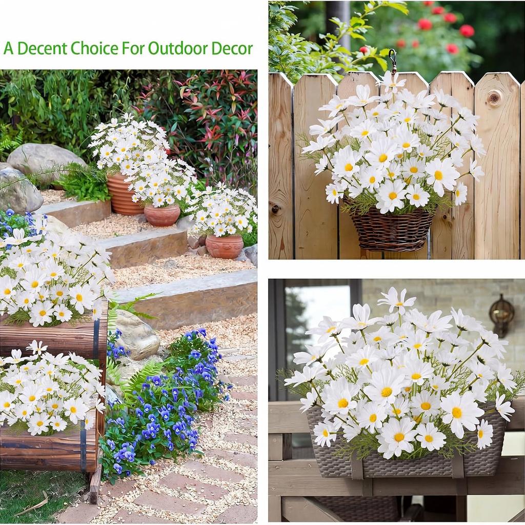 Artificial Daisies, Flower Bouquets, 8 Bunches, 40 Blooms Total