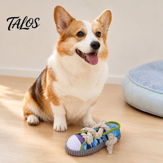 Dog Housebreaking Toy Sneaker Shape Chew Toy, Interactive Pet Tug with Tough For Dogs Squeaker, Oxford Cloth Bite Resistant for Small Medium Rope