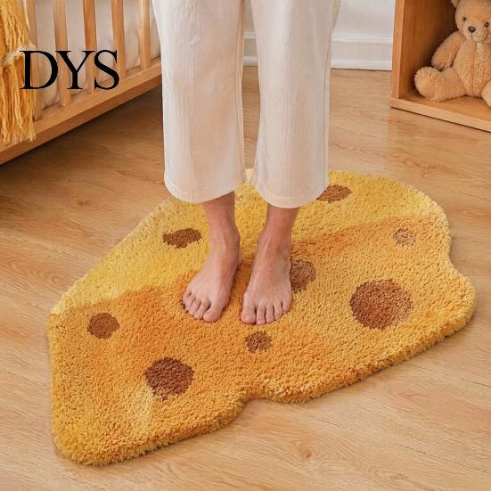 Quick Dry Bathroom Carpet Croissant Bath Mat, Non-slip Absorbent Soft Rug, Decorative Cheese Monstera Kitchen Mat Leaf Machine Washable Area