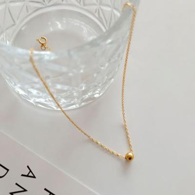 Women's Gold Ball Daily 925 Silver Necklace 14K Gold Plated