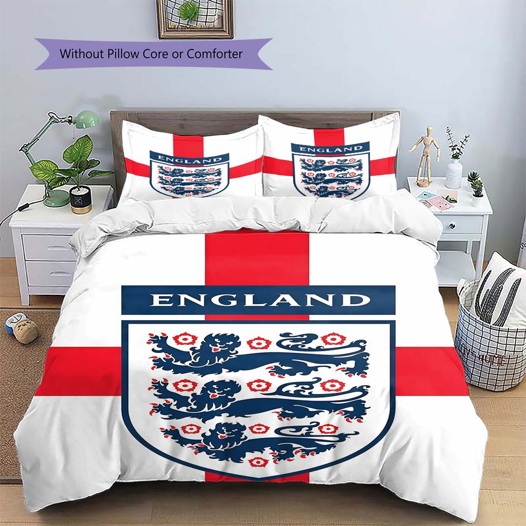 England National Football Team Pattern Bedding,Quilt Set Quilt Cover Pillowcase Home Birthday Gift(1 * duvet cover + 2 * pillowcase, without core)