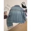 Spring and Autumn New Plaid Splicing Sleeves Short Denim Jacket Women's Loose Casual Small Jacket Trend