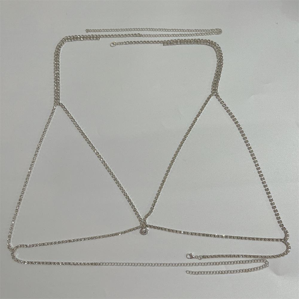 New Simple Hollow Bra Chain Ins Versatile Shiny Rhinestone Bikini Body Chain Body Chain