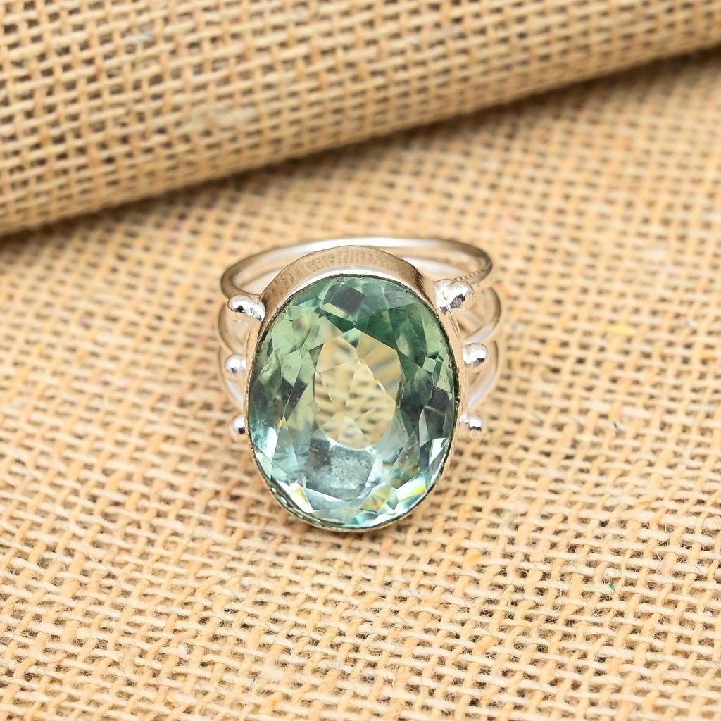 Aqua Apatite Ädelsten 925 Sterling Silver Handgjorda smycken påkostade Ring present för kvinnor