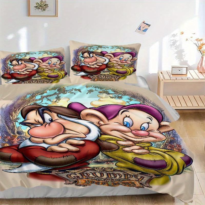 

3pcs Grumpy & Dopey Printed Quilt Set, Soft and Comfortable Quilt Cover for Bedroom, Guest Room and Dormitory Decorative Bedding Set 1 Duvet 135x200cm