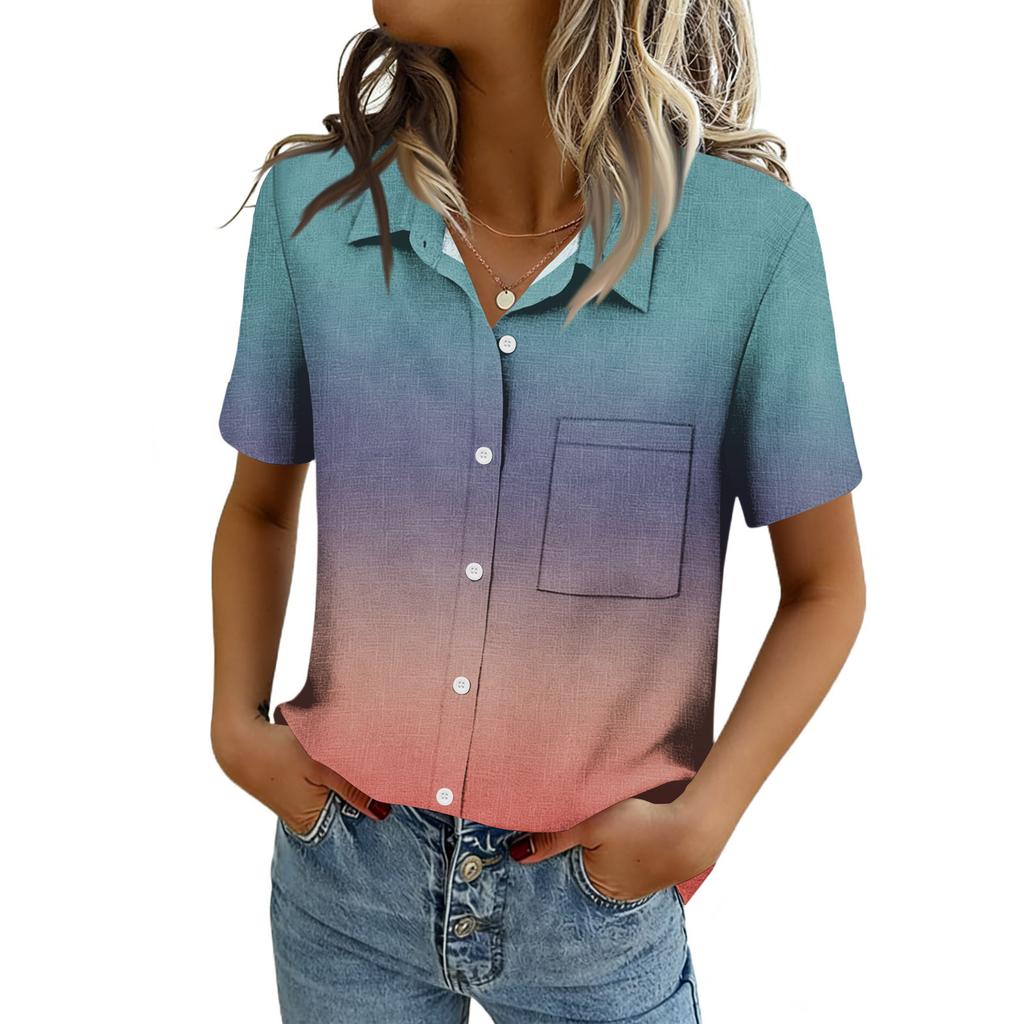 Chemisiers pour femmes à manches courtes boutonnés Chemises Business Casual Élégants Hauts de travail Vêtements d'été et de printemps