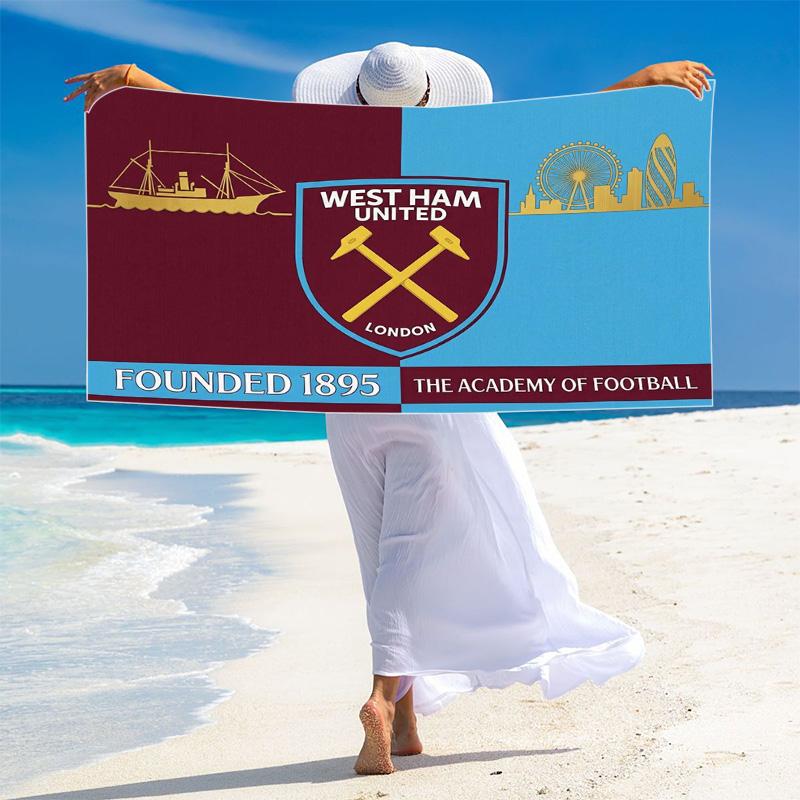 West Ham United Print Beach Towel, Large Soft Quick Dry Towel for Beach Camping Swimming