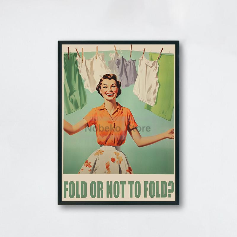Vintage Funny Laundry Day Poster Retro Housewife Funny Prints Canvas Painting Wall Art Pictures Home Room Bathroom Decoration