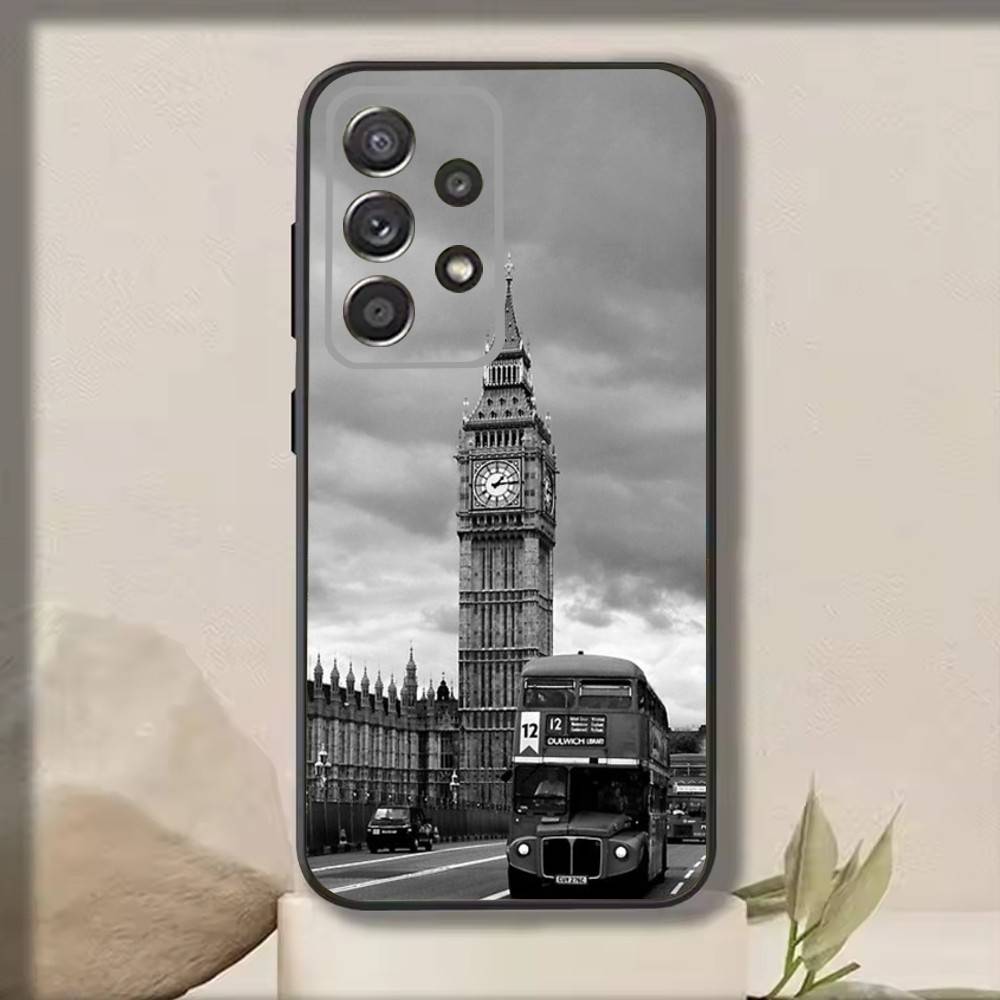

L-London Bus England Big Ben Phone Case For Samsung S25,S24,S21,S22,S23,S30,Ultra,S20,Plus,Fe,Note,10,9,5G Black Cover Samsung S23plus5G