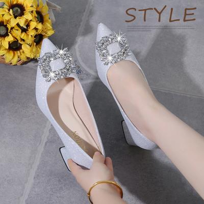 Mode Strass Damen Schuhe 2025 Luxus Damen Schuhe Blockabsatz High Heels Schuhe Designer Marke Pumps Spitzschuh Bequem