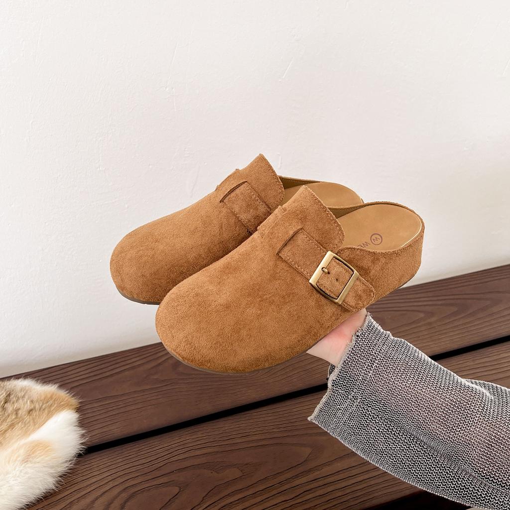 Fashion New Style Classic Fashion Women Suede Mules Slippers Clogs Cork Insole Sandals with Arch Support Outdoor Beach Slides Home Shoes