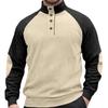 Spring and Autumn Men's Outdoor Raglan Sleeve Casual Stand Collar Loose Corduroy Long Sleeve Sweatshirt