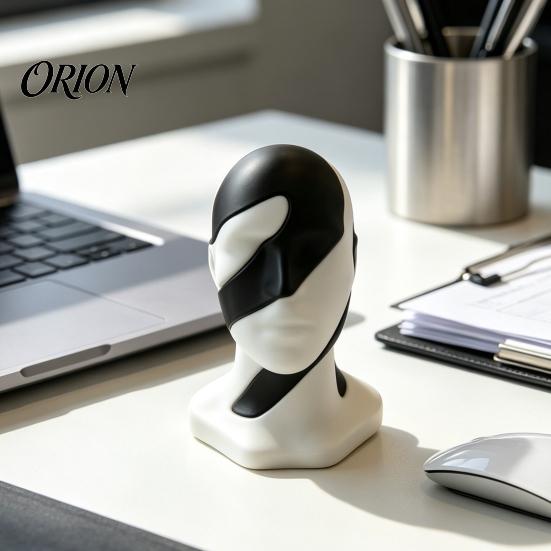 3D Printed Decorative Items Dualism Unity Sculpture, Abstract Two-Part Head Art Statue, Luxury Tabletop Decorations Modern Style Matte PLA Ornament,