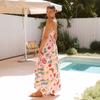 Women's Boho Floral Beach Sundress Sleeveless Summer  Maxi Dress Spaghetti Straps Casual Smocked Flowy A-Line Dress Party Long Dresses for Women