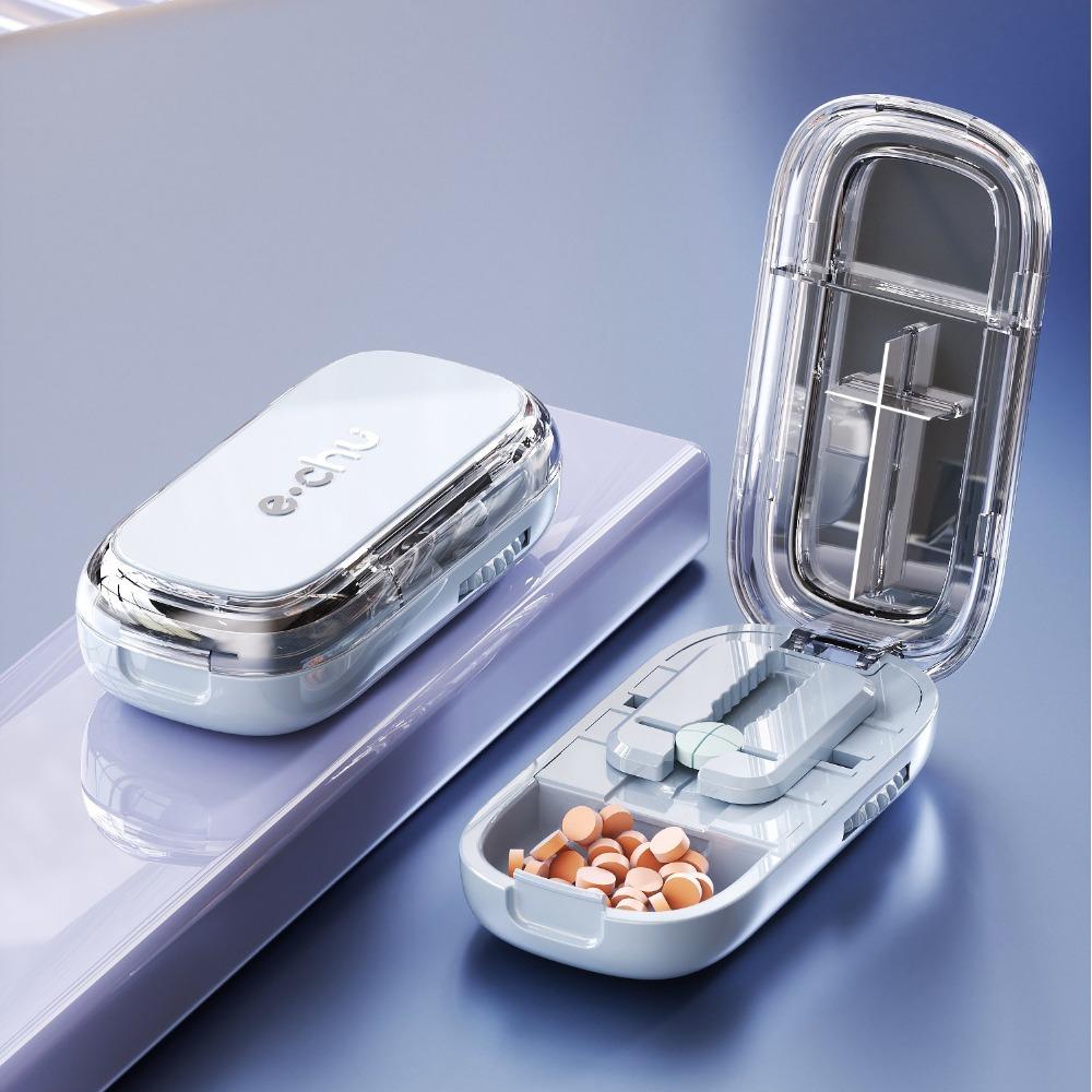 Pill Cutter Splitter Quarter Tablet Slicer Precise 1/2 1/3 1/4 Cut Portable Medicine Storage Box for Daily Use