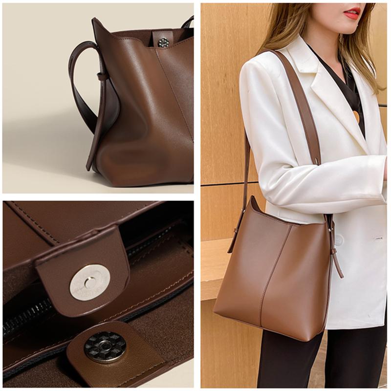 Summer Newest Commuter Bag Women'S Simple And Versatile Shoulder Bag Bucket Bag Large-Capacity Foreign-Style Tote Bag