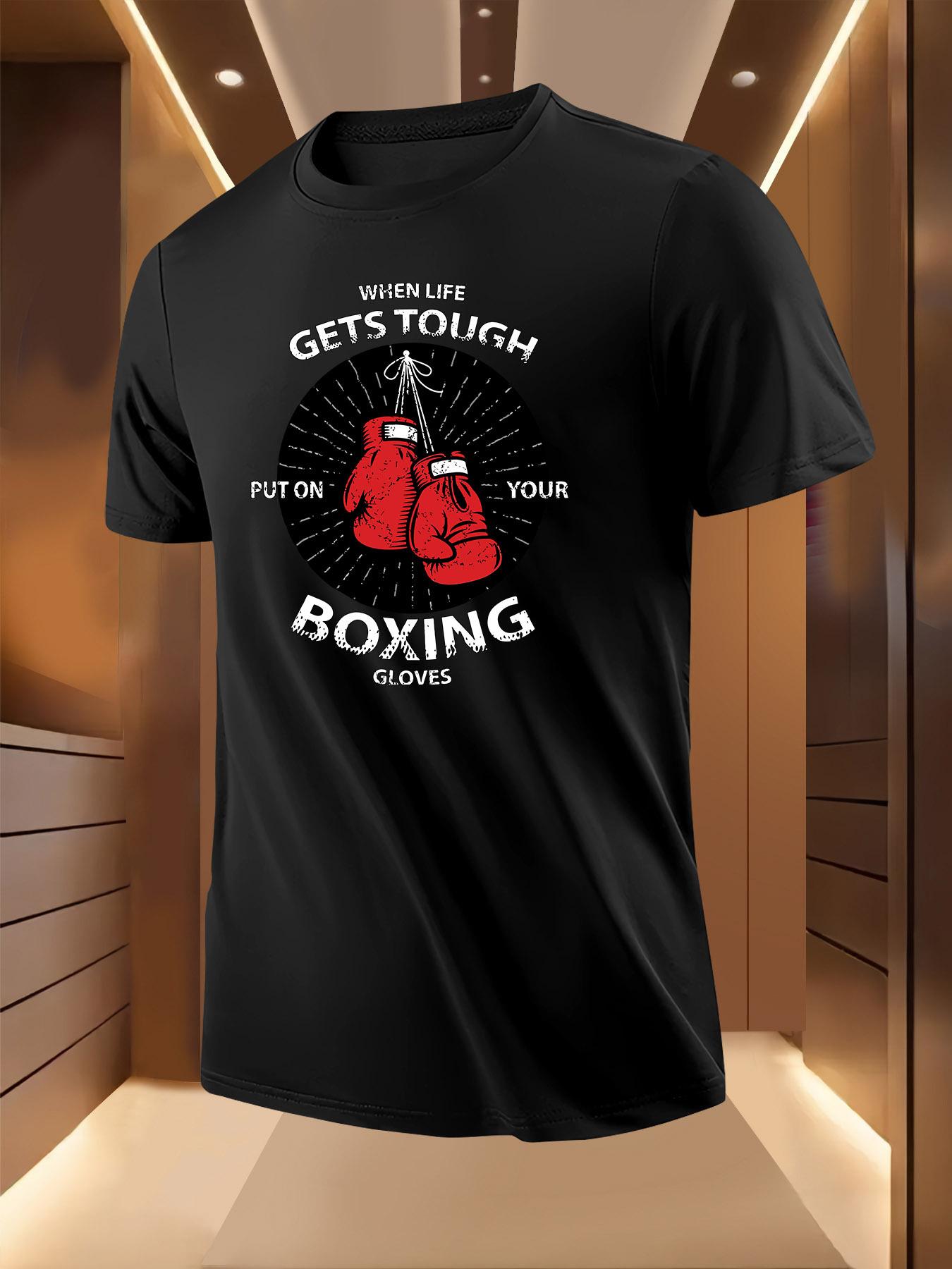 Boxing Motivational Slogan Print Pattern Tshirt XXL