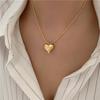 Gold 3D Heart LOVE Titanium Steel Necklace - Trendy Retro European & American Fashion for Women