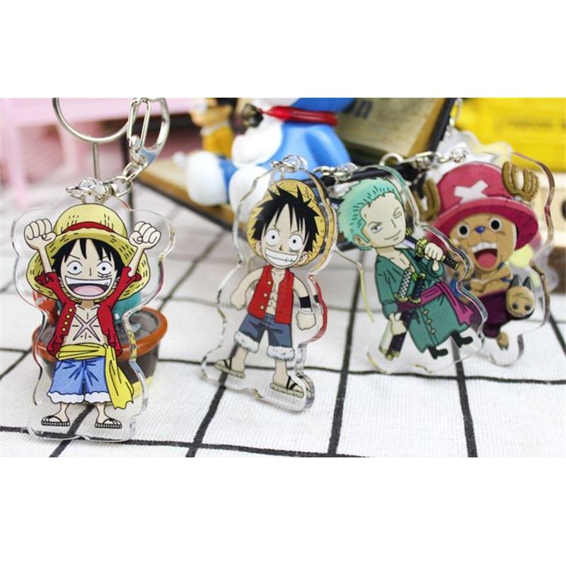 One Piece Keychain Pendant Anime Luffy Dragon Navigation King Surrounding Double Sided HD Bag Pendant Gift