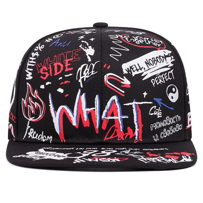 Unisex czapka z daszkiem w stylu ulicznym z graffiti, z regulowanym dopasowaniem, dla fanów hip-hopu