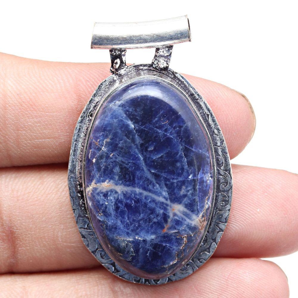 Pendant Sodalite Gemstone Gift For Her Silver Jewelry 2"