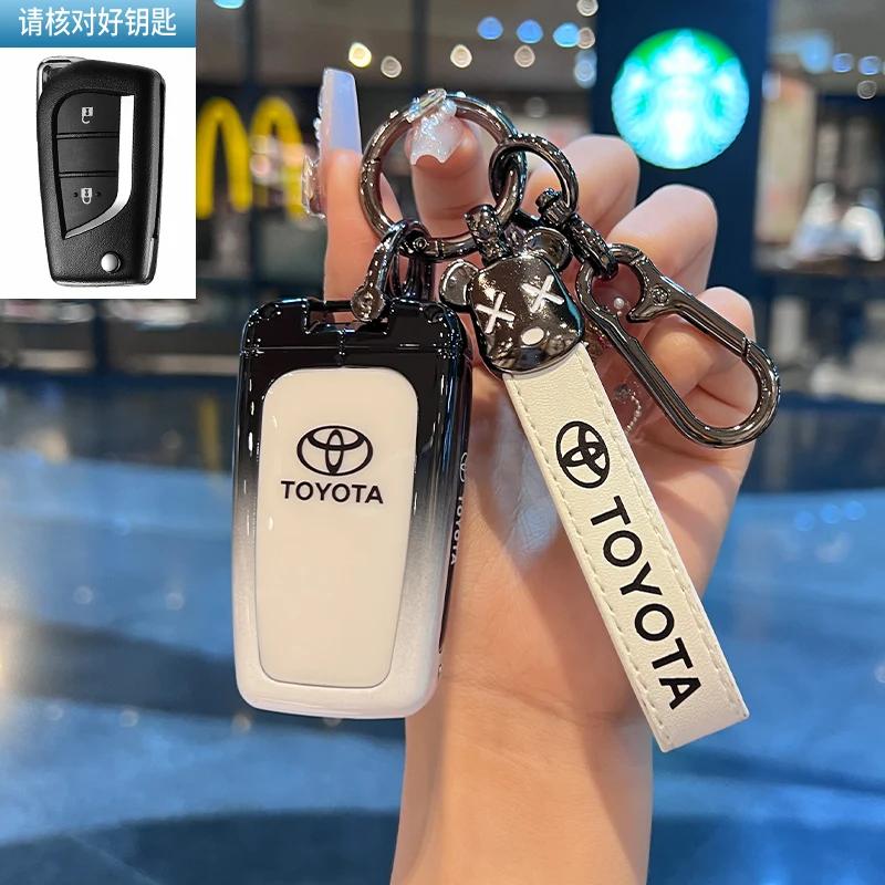 Toyota Car Key Case Cover Shell Fob for CHR Hilux Fortuner Land Cruiser 200 Camry Corolla Crown RAV4 Highland Key Chain Accessor