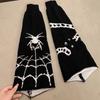 Harajuku Punk Spiderweb Knitted Leg Warmers Japanese Women Gothic Knee Length Long Socks Leggings Boot Cuffs Foot Covers