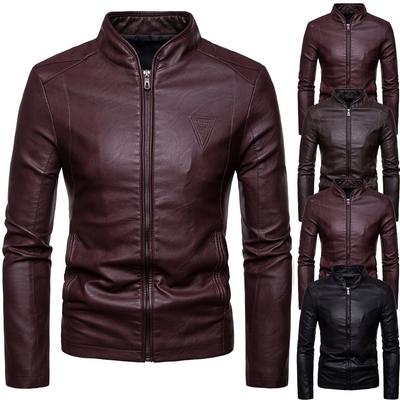 Mode Männer Herbst Winter Warme Casual Leder Zipper Langarm Jacke Mantel Top