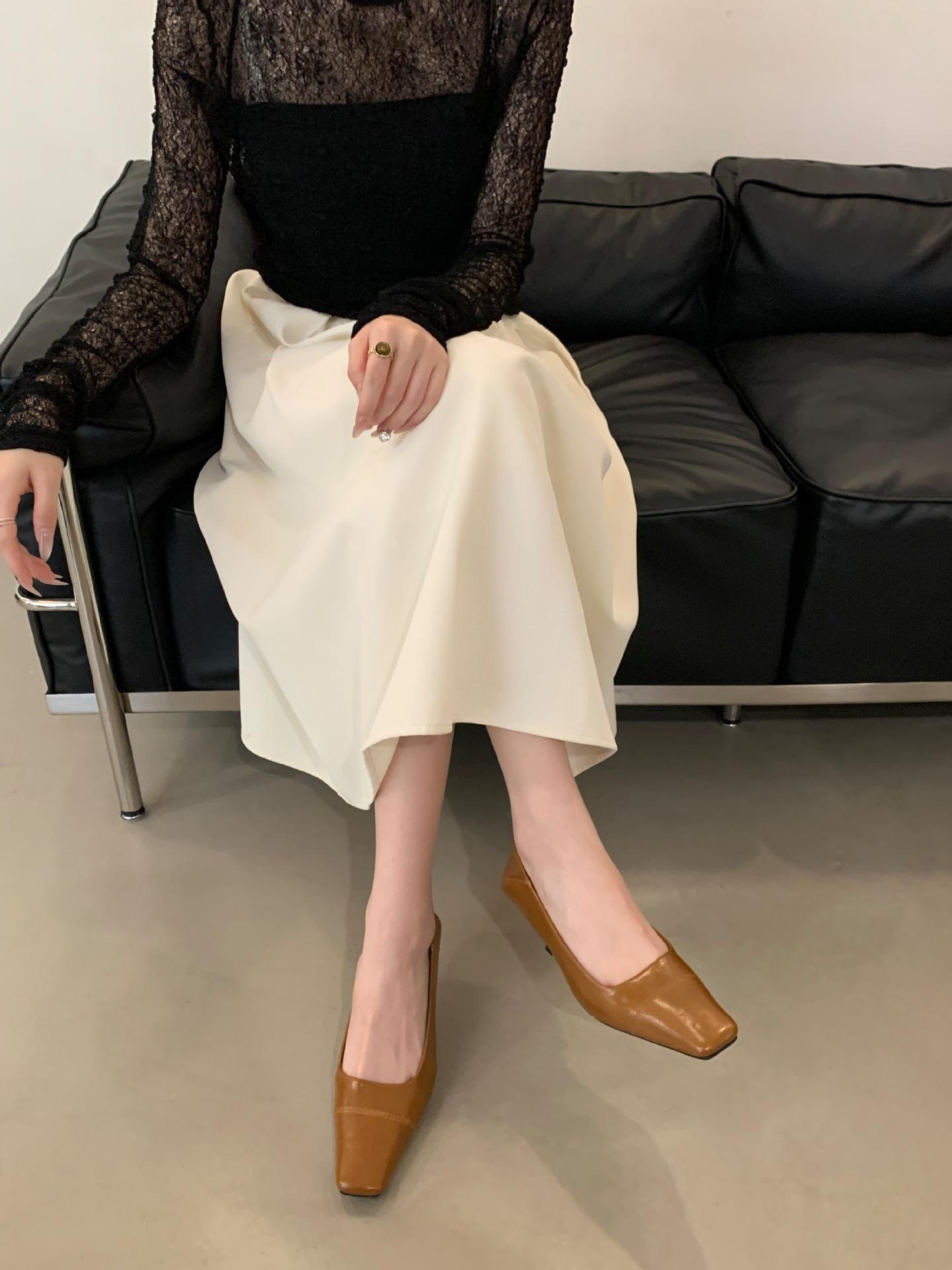 

Весна 2025 женские туфли-лодочки на шпильке французский ретро-стиль однотонные с квадратным мыском повседневный стиль французские высокие каблуки женская верхняя одежда 39 хаки