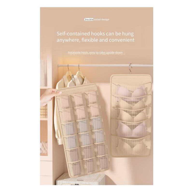 Hanging Storage Bag Double Sided Organizer for Underwear Socks Space Saving Closet Dorm Must Have Storage Solution Multipurpose