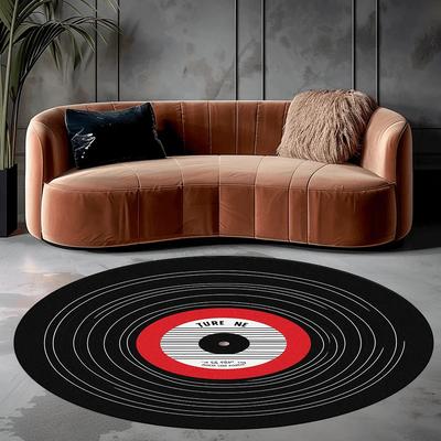 Vinyl Record Round Carpet for Living Room Modern Abstract Decoration Rug Non-slip Balcony Coffee Table Mats Washable Lounge Rug