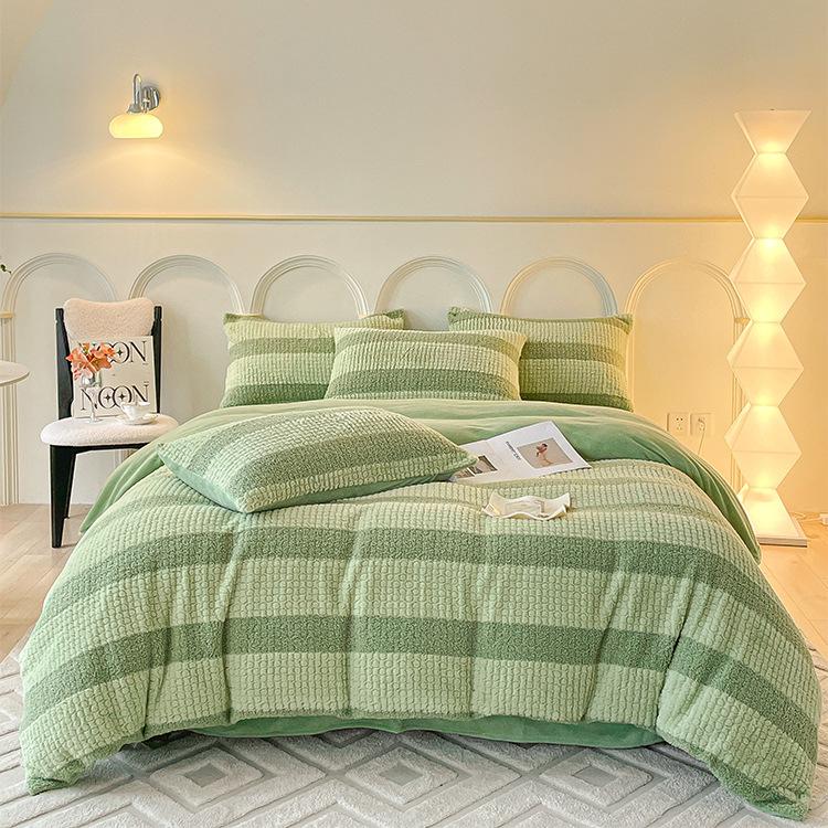 Autumn and Winter High Weight Thickened Milk Velvet Four-piece Set Rabbit Velvet Double-sided Velvet Bed Sheet and Quilt Cover