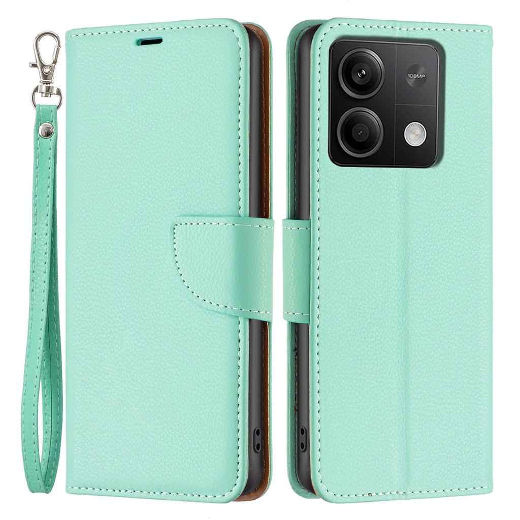 For Xiaomi Redmi Note 13 5G Wallet Case with Wrist Strap Litchi Texture Leather Phone Stand Cover