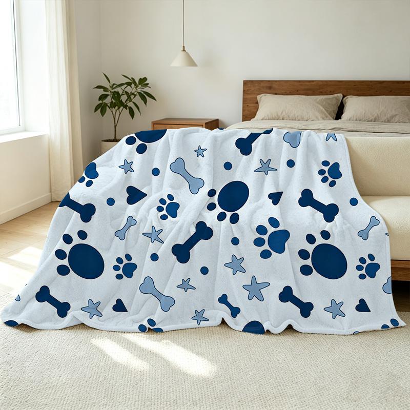 High-Density Plush Pet Theme Fleece Blanket - Soft Warm Cozy for Home Napping, Relax, Christmas & Halloween