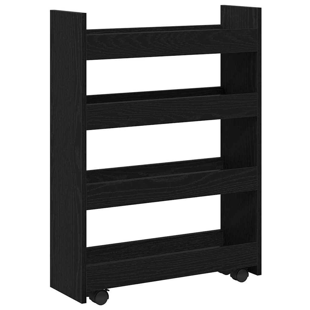 Narrow Storage Trolley Black Oak Effect