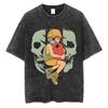 Vintage Vasket T-skjorte Chainsaw Man Anime T-skjorte for Menn Harajuku Oversize Tee Bomull Mote Streetwear Unisex Topper