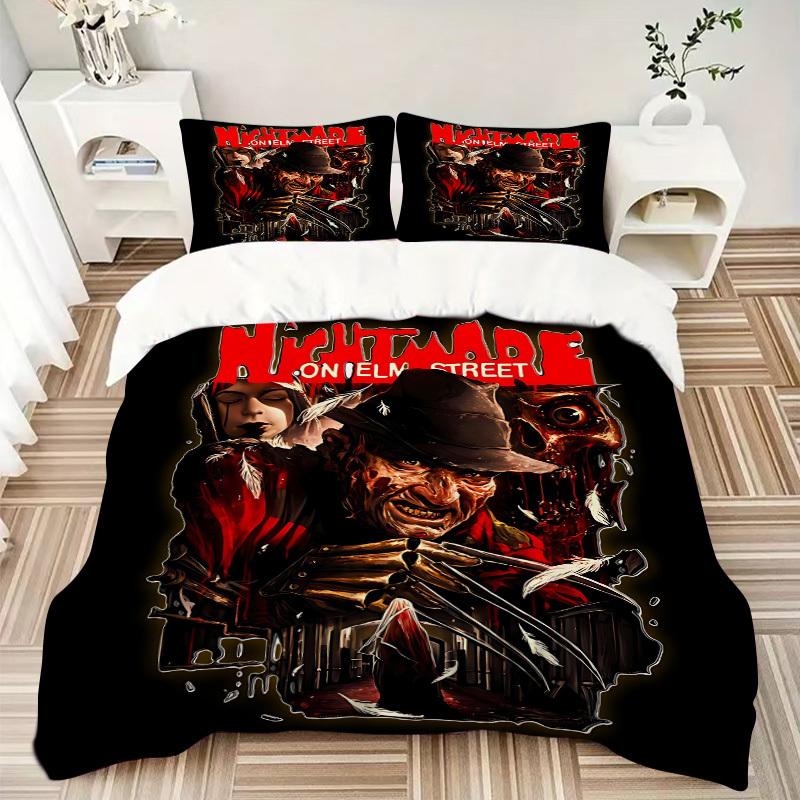 Set Biancheria da Letto A Nightmare on Elm Street 3 Pezzi, Copripiumino Morbido in Poliestere e Federe Adatto a Tutte le Stagioni, Design per Camera da Letto L1003072