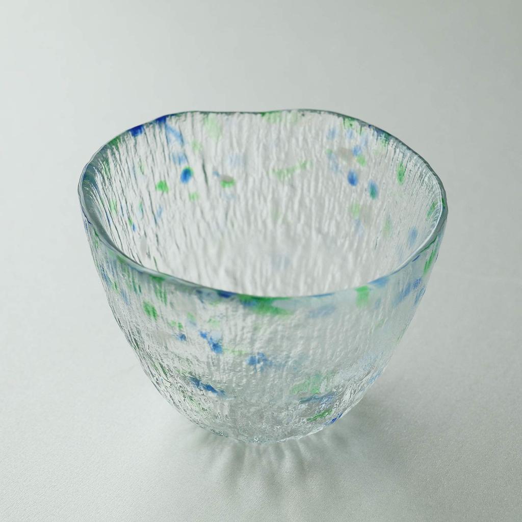 Aderia Shonai Craft Clear Soup Container, 9.2cm x 6.5cm, Flower Design, Crystal Glass, Made in Japan, F-70270