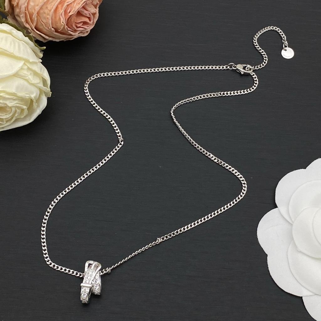 Women's Necklace, Gold Silver Rose Gold Pendant, Cubic Zirconia Brass Chain, Dainty Layering Necklace for Women