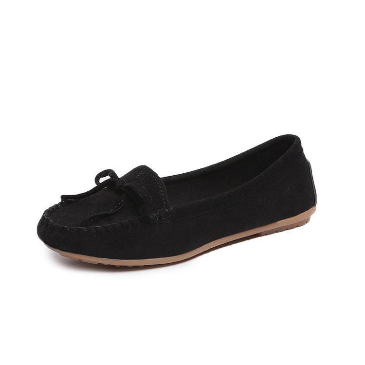 Chaussures Plates Loafers à Nœud pour Femmes, Antidérapantes à Bout Rond à Enfiler, Chaussures Plates Décontractées à Largeur Large pour le Printemps, Grandes Tailles 35-43