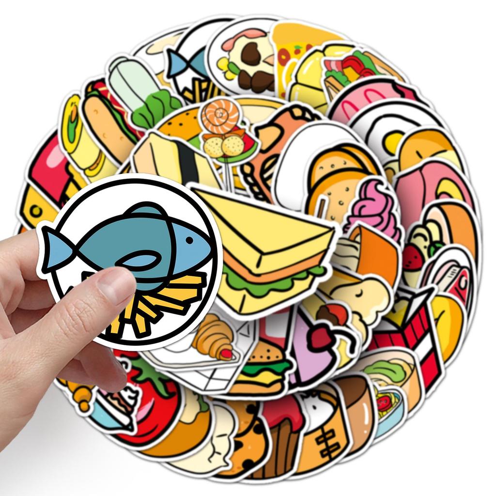 108 Cute Cartoon Food Stickers for Kids: Journal, Suitcase, Phone & Water Bottle Decoration