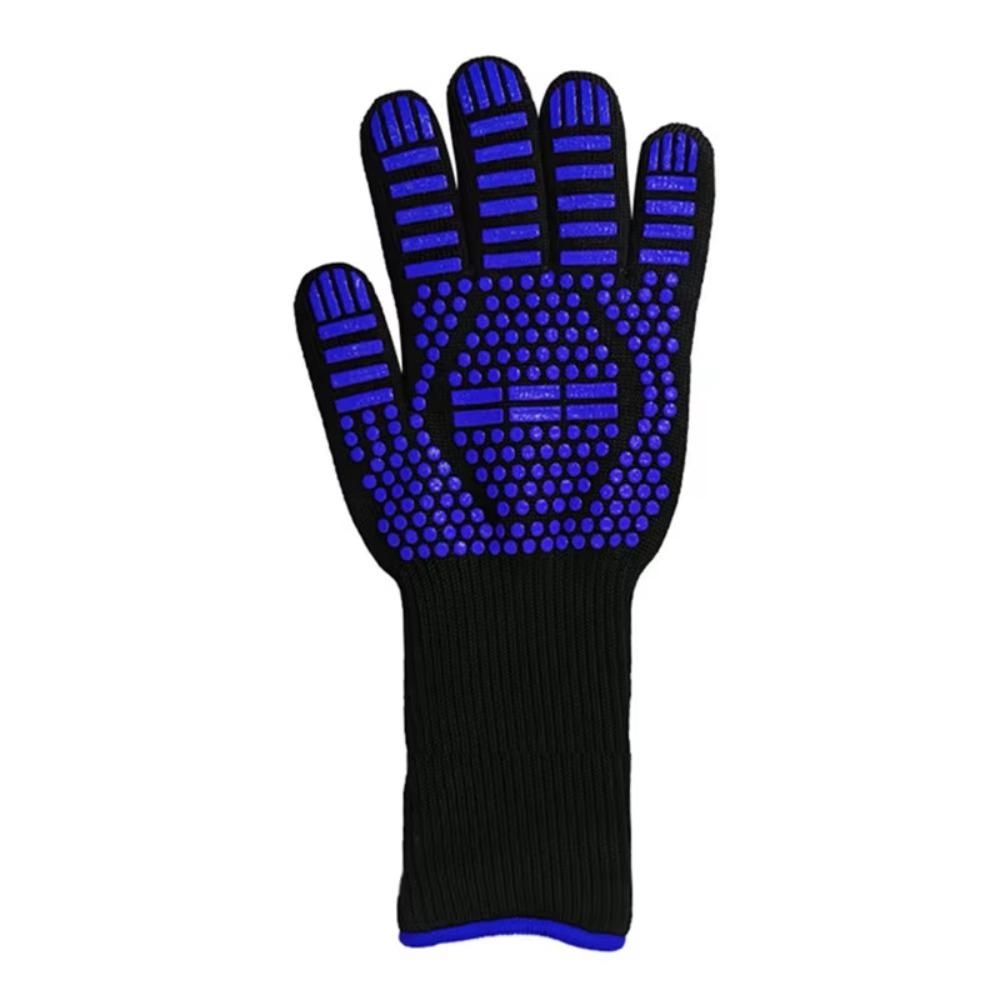 BBQ Gloves Fireproof Heat Resistant Cut Resistant Mitts Non Slip Silicone Oven Gloves Kitchen Gloves for Barbecue Cooking Baking