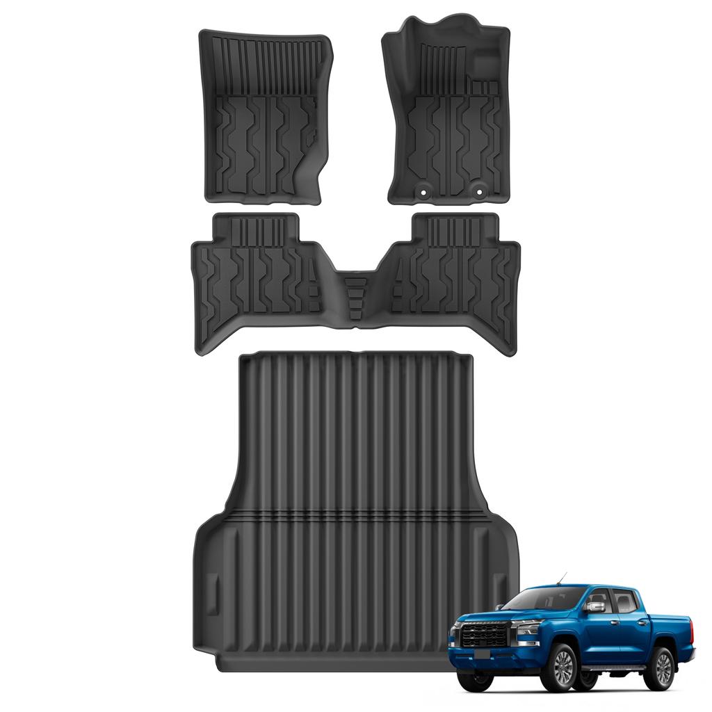 Smabee Right Drive for Mitsubishi Triton Double Cab 2024-2026 Car All-weather Floor Mats Cargo Liner Trunk Pad TPE Accessories