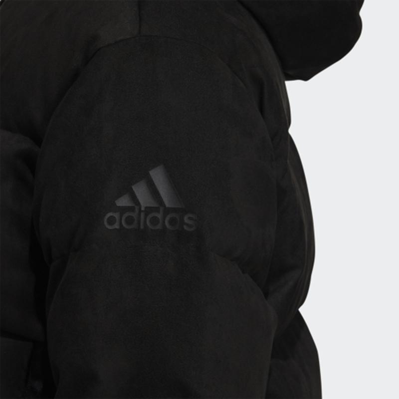 Adidas Jachetă cu glugă cu glugă cu logo-ul mărcii de culoare solidă pentru femei Negru H20810