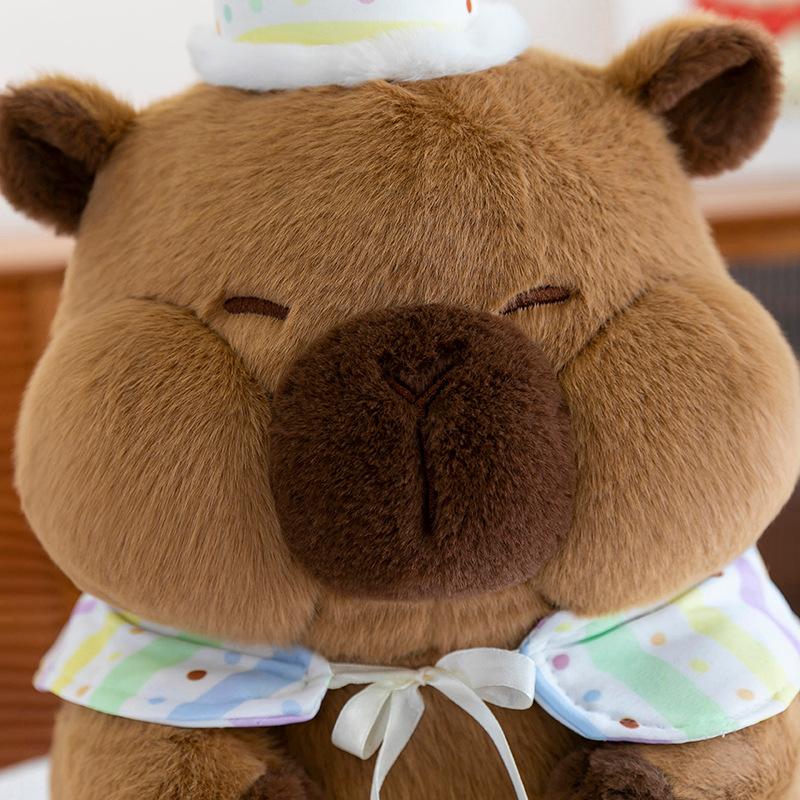 New Birthday Capybara Doll Star Birthday Hat Capybara Plush Toy Cute Rag Doll Ugly Cute Doll