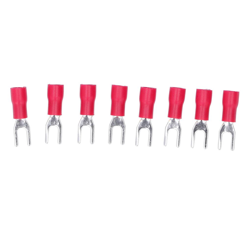 Fork Terminal Connector 100Pcs Set Kit for Equipment, Sturdy Copper Material, Insulated Terminal, Prevent Wire Bifurcation