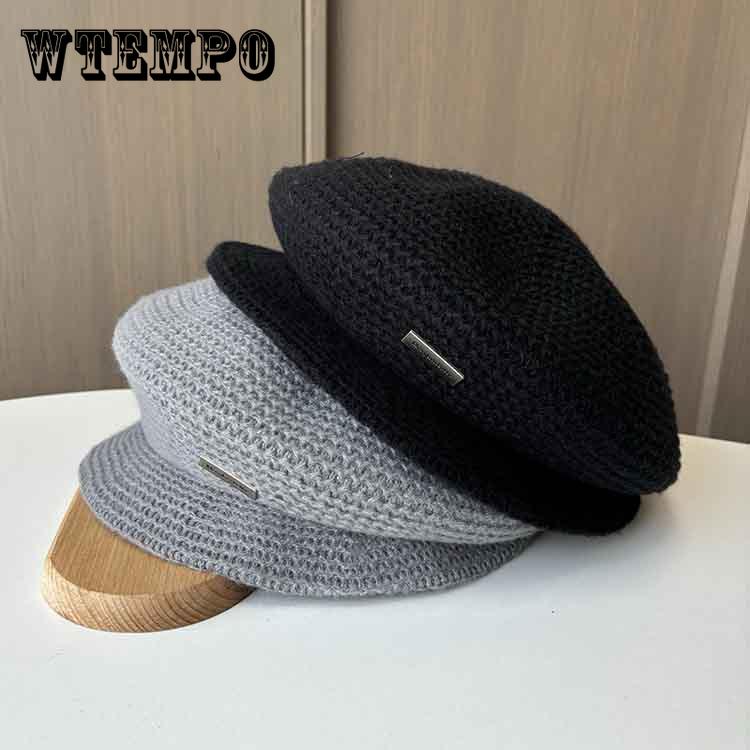 Women's Autumn and Winter New Retro Knitted Beret Painter Hat Casual Octagonal Hat