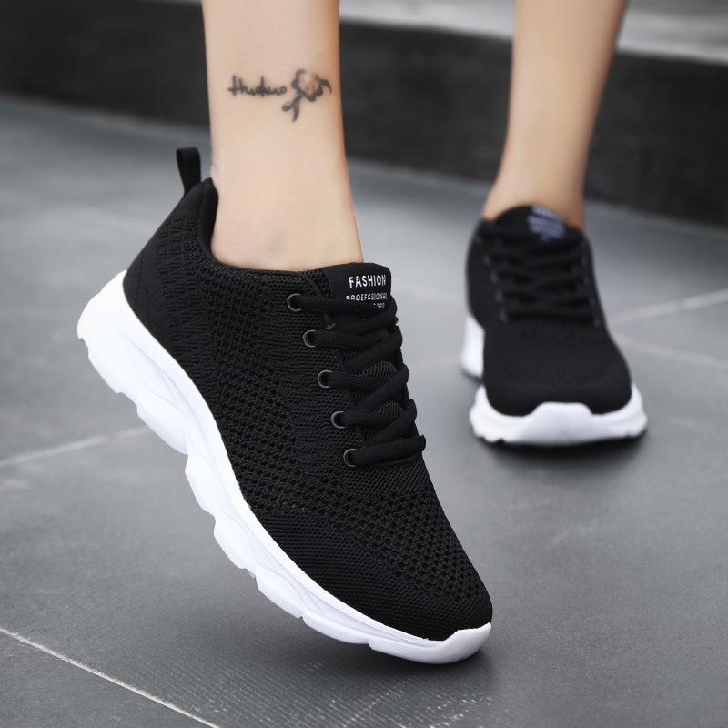 Fashion Women Casual Shoes Fashion Breathable Walking Mesh FlatShoesSneakers White Female Footwear