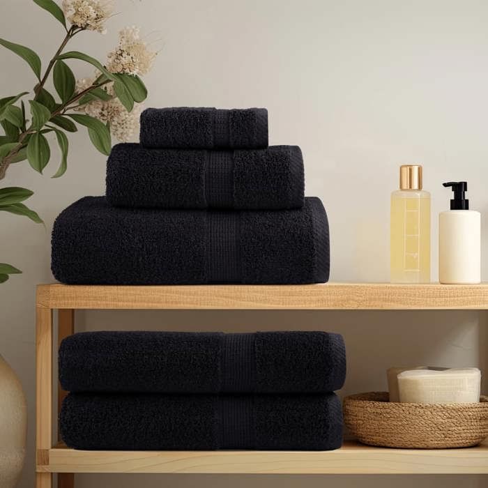 VidaXL Ensemble de Serviettes de Qualité Supérieure 6 pcs, Essuie-mains, Serviettes de Douche, Draps de Bain, Serviettes 137565
