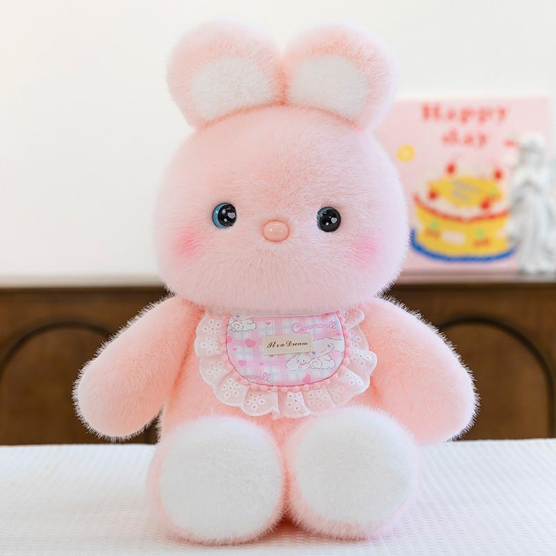 Cat Bib Rabbit Bear Plush Toy Animal Stuffed Doll Cartoon Decoration Bedroom